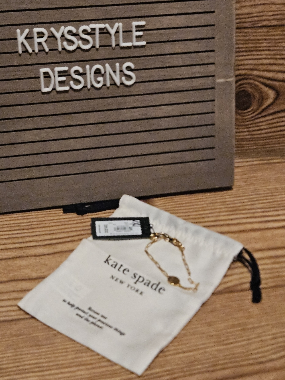 Kate Spade Gold Initial S Disc Bracelet & Dust Bag